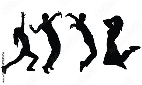 silhouettes of dancing male and female