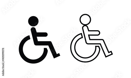 Disabled Handicap Icon set. Symbol isolated white background. vector illustration. color editable