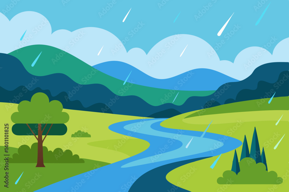 Obraz premium summer landscape with mountains