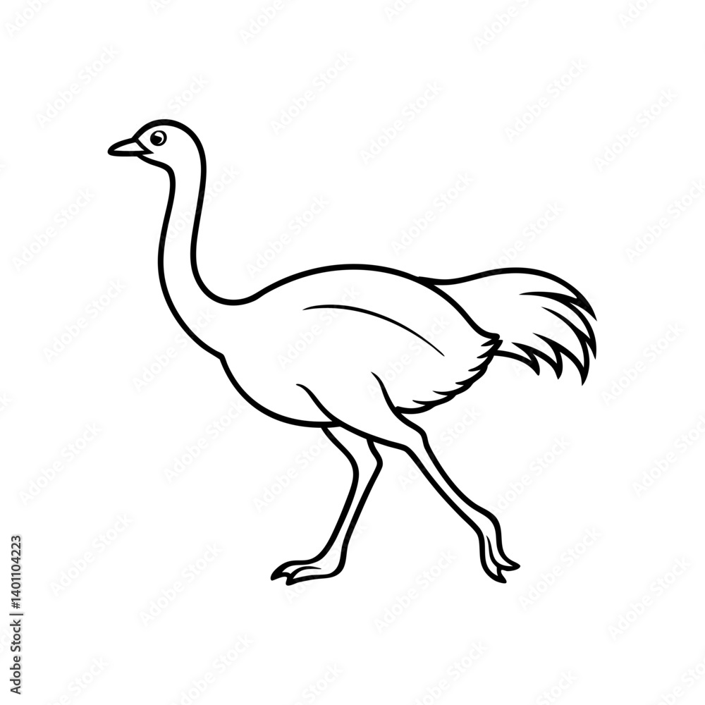 Ostrich running fast line art vector Ostrich running fast line art vector