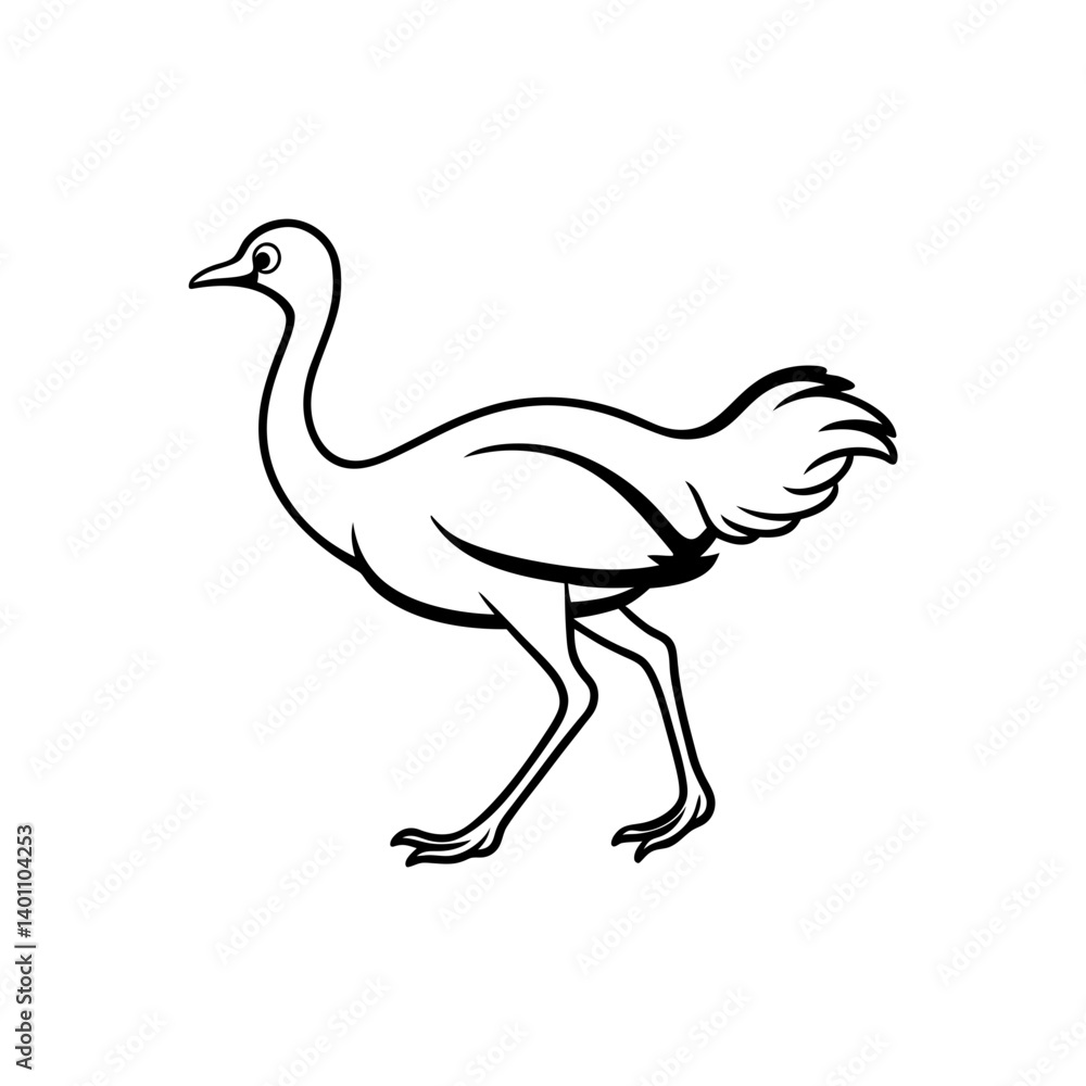 Ostrich running fast line art vector Ostrich running fast line art vector