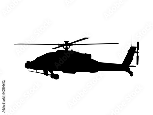 Apache helicopter silhouette vector flat illustration design.