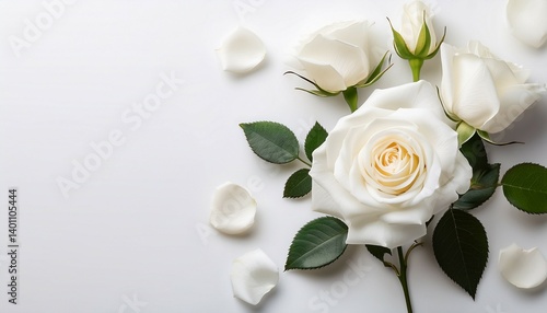 white roses on a white background