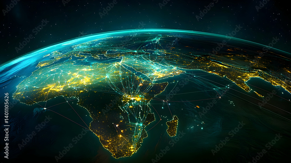 Obraz premium Global Nighttime City Lights On Earth Globe