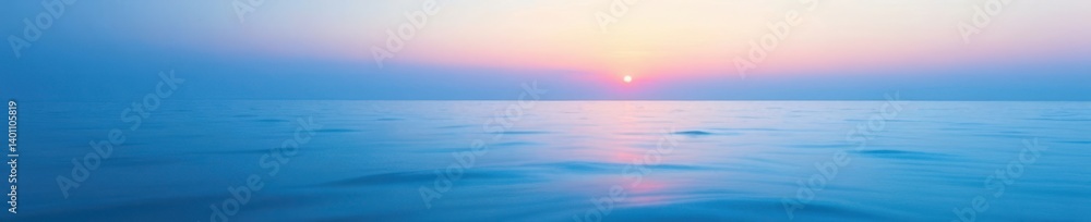 Fototapeta premium Soft gradient blue hues resembling a still ocean at dawn, serene ocean, gentle waves