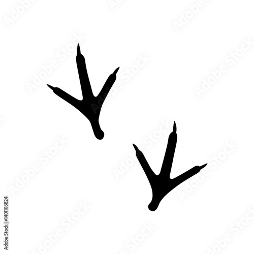 Grouse footprint paw track silhouette vector flat illustration design.
