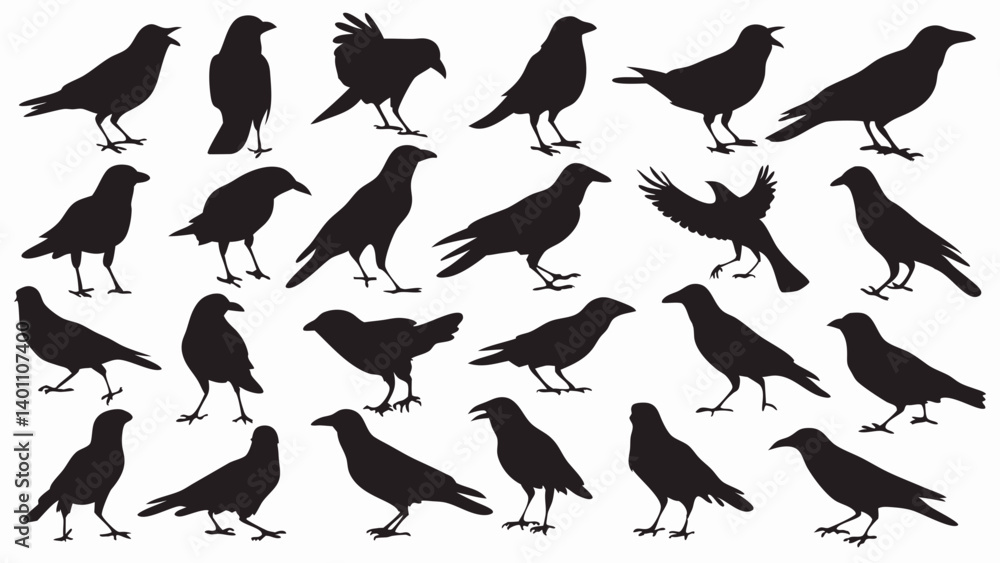 Caw silhouette vector set Caw silhouette vector set