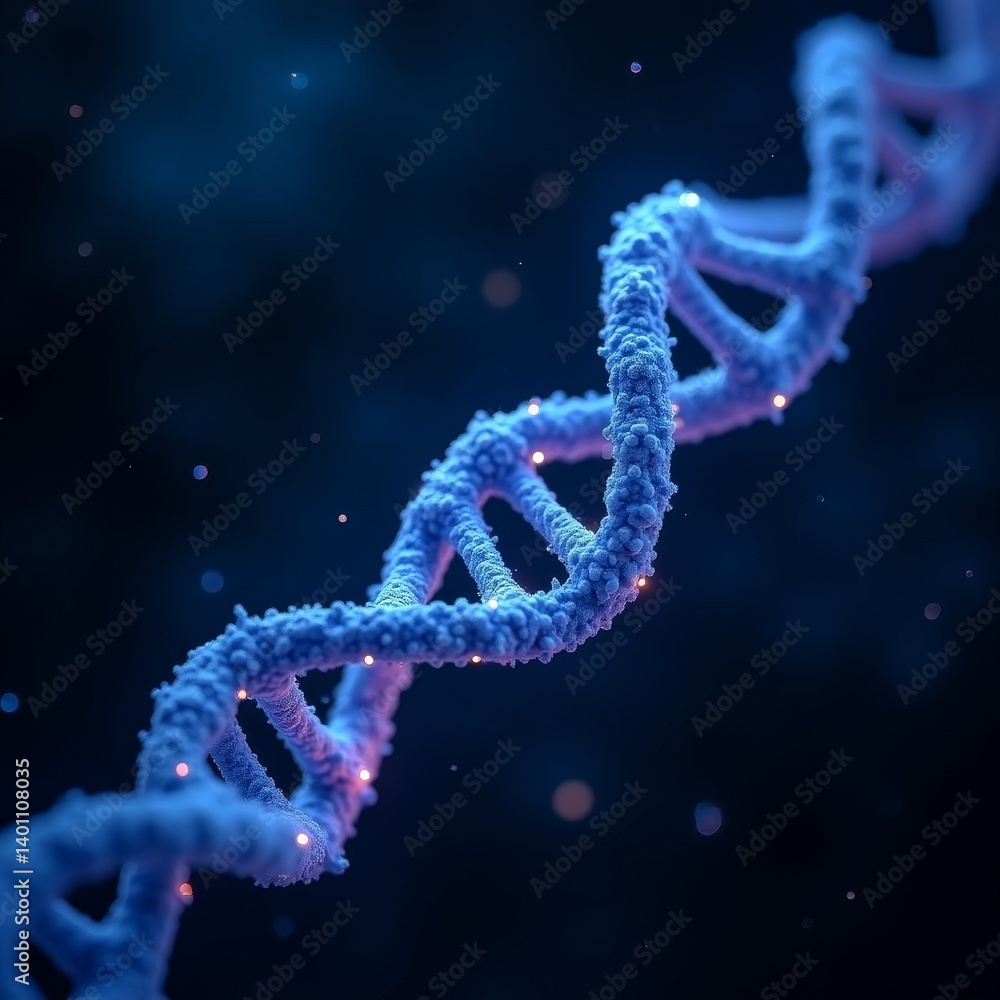 Hyper-Realistic DNA Helix with Glowing Strands, Scientific Molecule Discovery Hyper-Realistic DNA Helix with Glowing Strands, Scientific Molecule Discovery