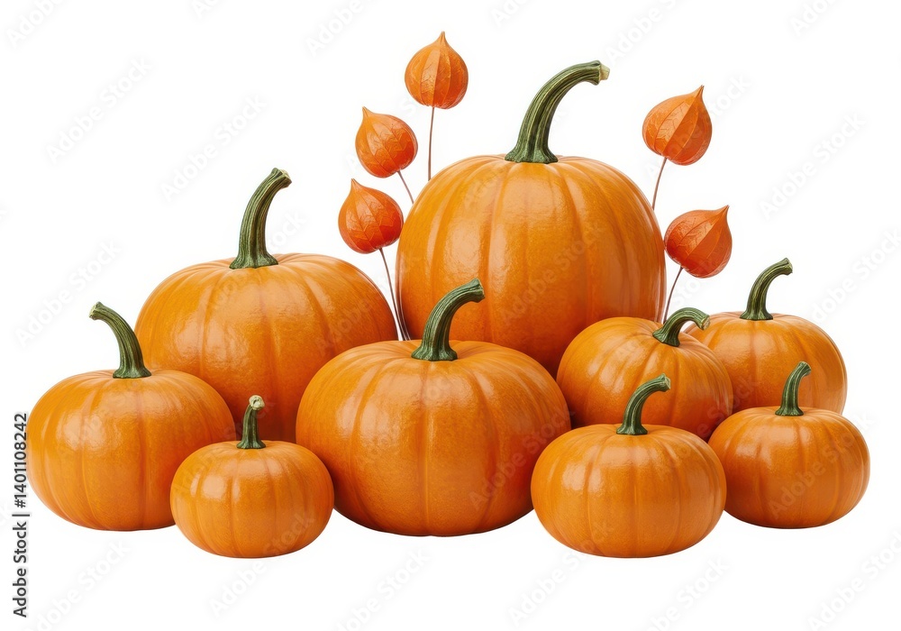 Obraz premium Autumn pumpkins arrangement harvest decoration october