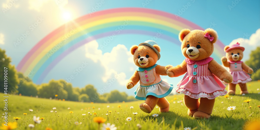 Fototapeta premium 2 bears and a rainbow