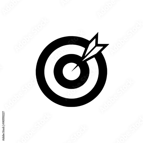 Black and white bullseye with dart in middle