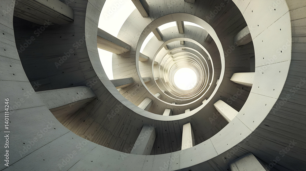Fototapeta premium Spiral Staircase Concrete Architecture Design Interior