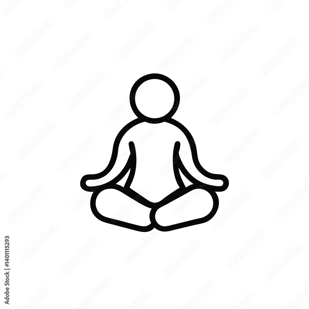 Minimalist Outline Illustration Of Person In Lotus Position Practicing Yoga Meditation And Mindfulness On White Background Minimalist Outline Illustration Of Person In Lotus Position Practicing Yoga Meditation And Mindfulness On White Background