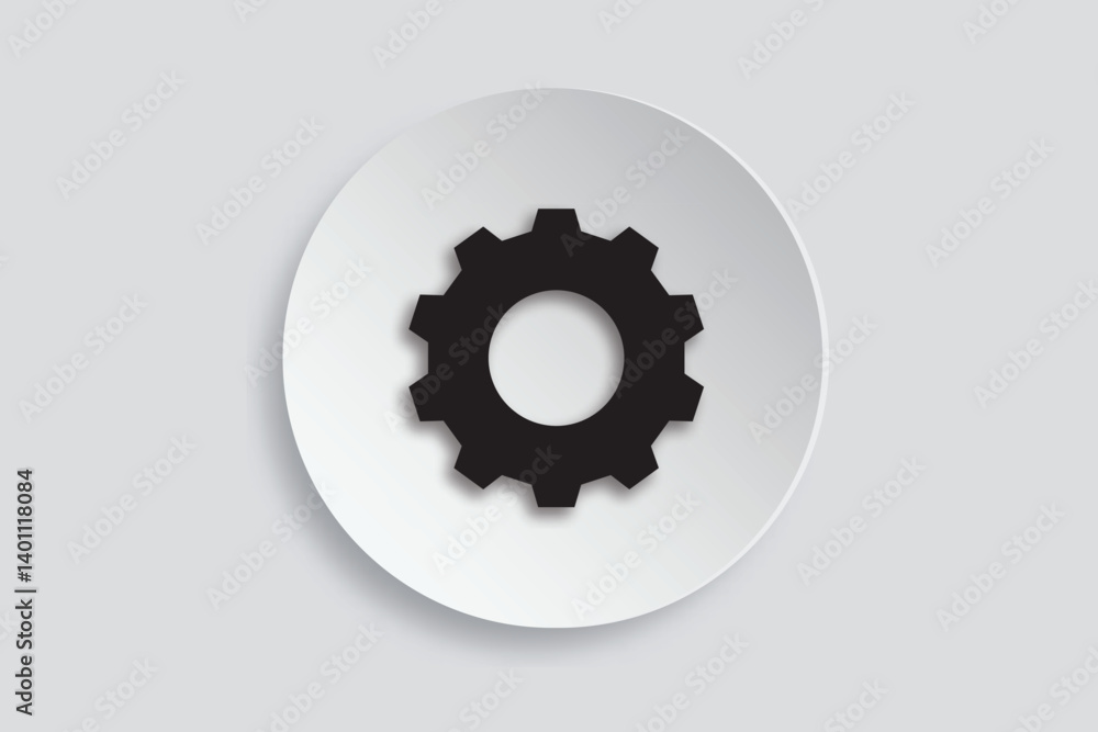 Minimalist gear icon for settings, preferences, or configuration in software and digital interfaces.