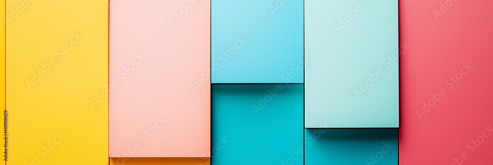 A collection of abstract geometric panels with vibrant colors, showcasing a modern artistic style.
