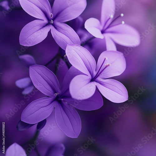 Obraz na płótnie A close-up of exquisite purple flowers displaying delicate petals and natural beauty in soft focus. w salonie