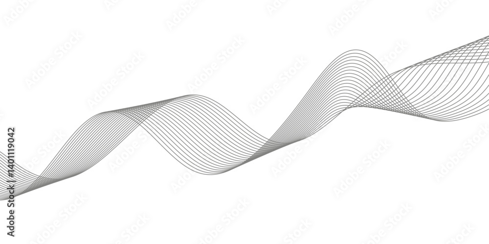 Fototapeta premium abstract Grey wave line background on white background. 