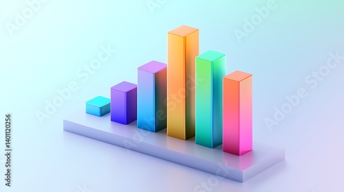 Free Download Colorful Isometric Bar Graph Illustration Representing Growth And Statistical Data Analysis On A Pastel Background - GFXLoad