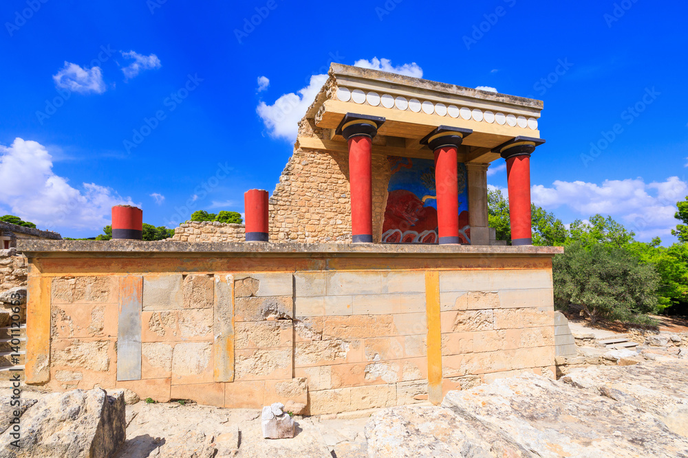 Heraklion, Crete. Greece. Knossos Palace. Ruins of the famous Minoan palace.