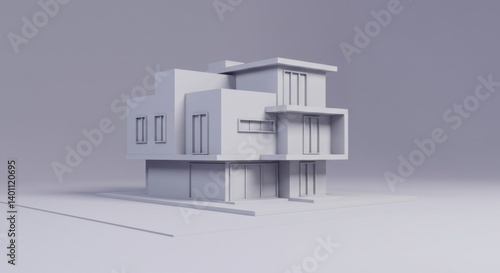 Wallpaper Mural 3D Model of a House with Geometric Shapes and Clean Lines Torontodigital.ca