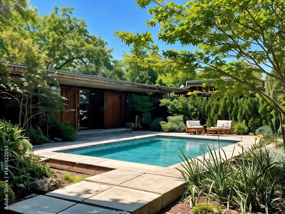 Fototapeta premium Modernist Poolside Retreat