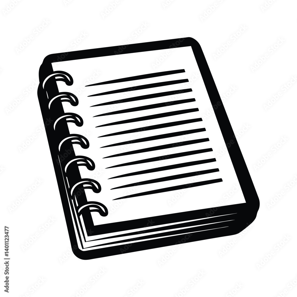 Notebook icon silhouette vector with white background Notebook icon silhouette vector with white background