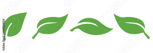 Green leaf icons set. Leaves icon on isolated background. Collection green leaf. Elements design for natural, eco, vegan, bio labels.