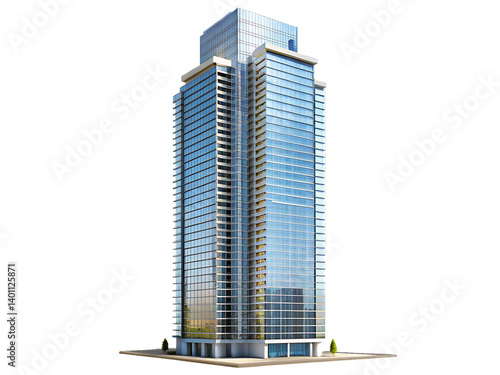 modern skyscraper isolated on white background PNG. GENERATIVE AI