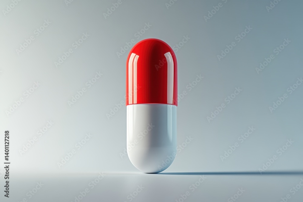 Red and white pill capsule isolated on white background Red and white pill capsule isolated on white background