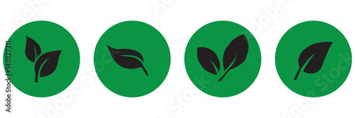 leaf icon set  green. background white . eps 10 