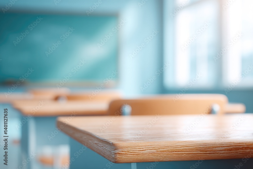 quiet classroom setup with empty desks and tidy chalkboard perfect for educational themes quiet classroom setup with empty desks and tidy chalkboard perfect for educational themes
