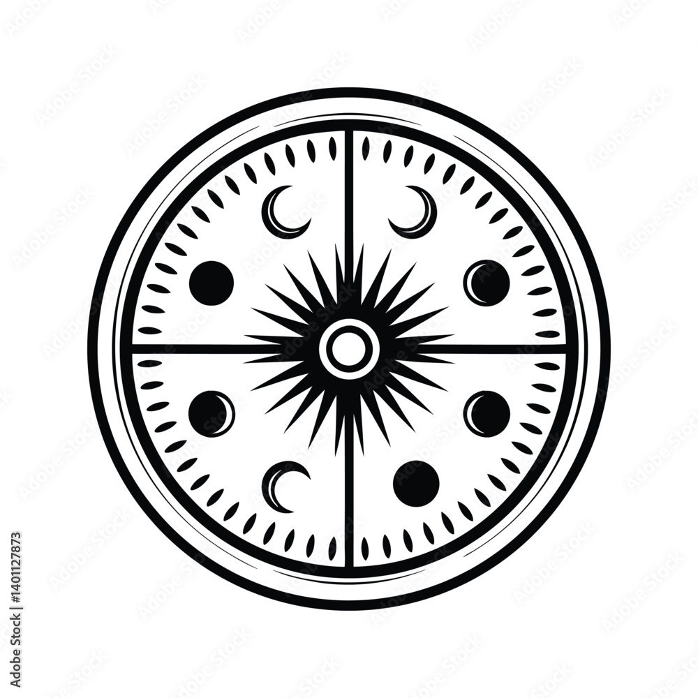 Sun and moon clock icon silhouette vector with white background Sun and moon clock icon silhouette vector with white background