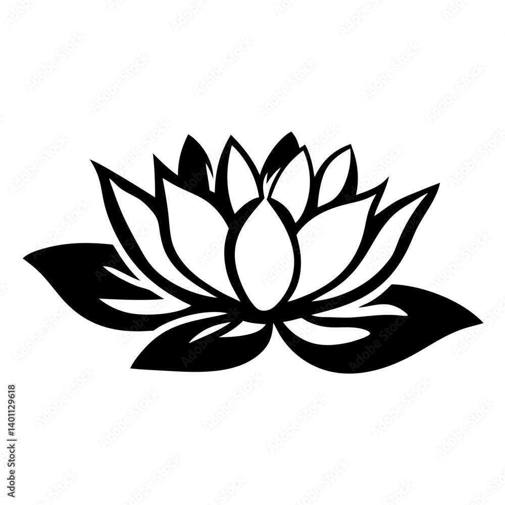Black and white illustration of lotus , flower silhouette vector designs. Black and white illustration of lotus , flower silhouette vector designs.