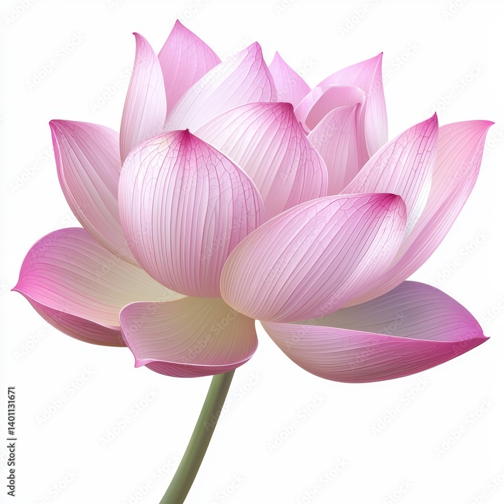 Elegant pink lotus flower with soft petals blooming gracefully, showcasing delicate colors and textures in serene atmosphere Elegant pink lotus flower with soft petals blooming gracefully, showcasing delicate colors and textures in serene atmosphere