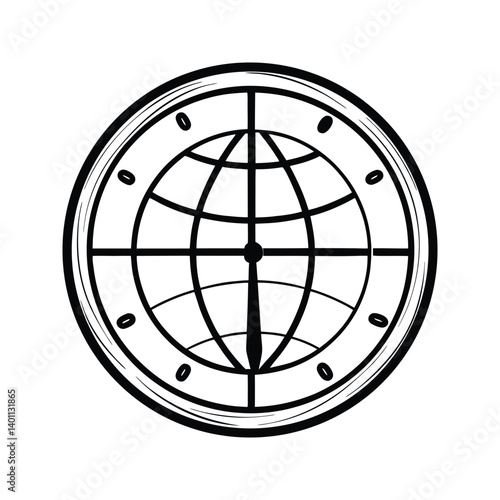 World clock icon silhouette vector with white background