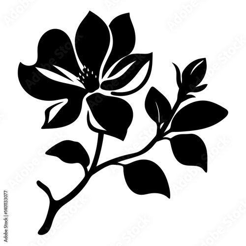 Black and white illustration of magnolia , flower silhouette vector designs.