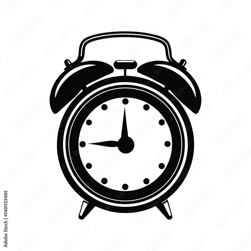 Obraz premium Alarm clock icon silhouette vector with white background