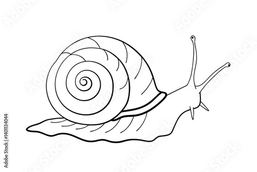 Snail Clipart Vector Illustration Isolated On White Background Outline Simple Design