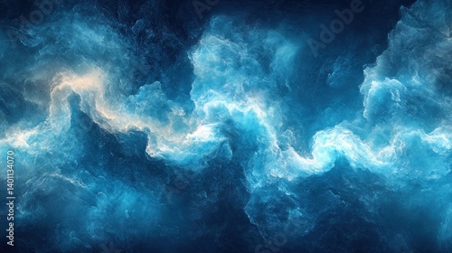 Abstract swirling clouds of blue and white