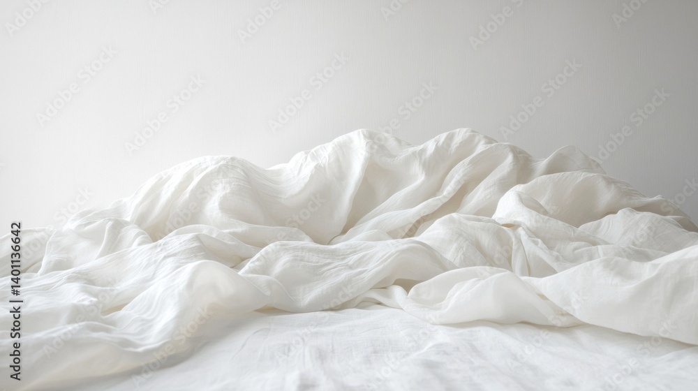A white bed with a white sheet and a white pillow A white bed with a white sheet and a white pillow