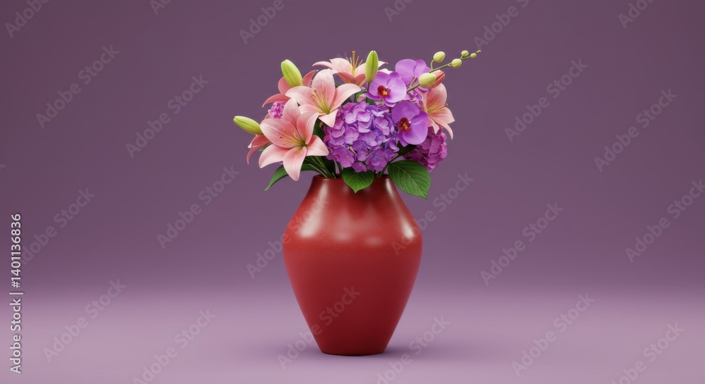 Obraz premium 3D Rendered Vase with Floral Arrangement