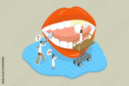 3D Isometric Flat Vector Illustration of Cosmetic Dentistry Service, Dental Veneers