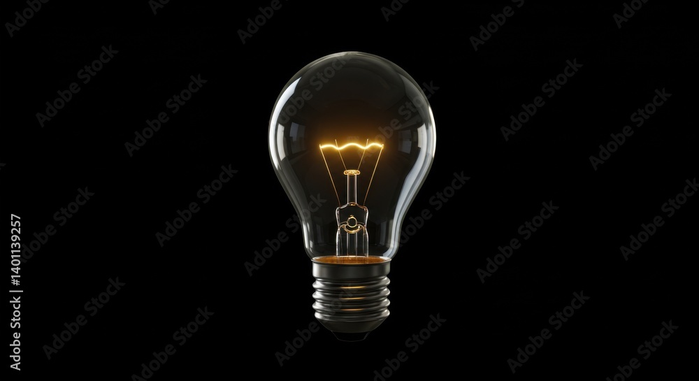 Glowing Lightbulb on Plain Background Glowing Lightbulb on Plain Background