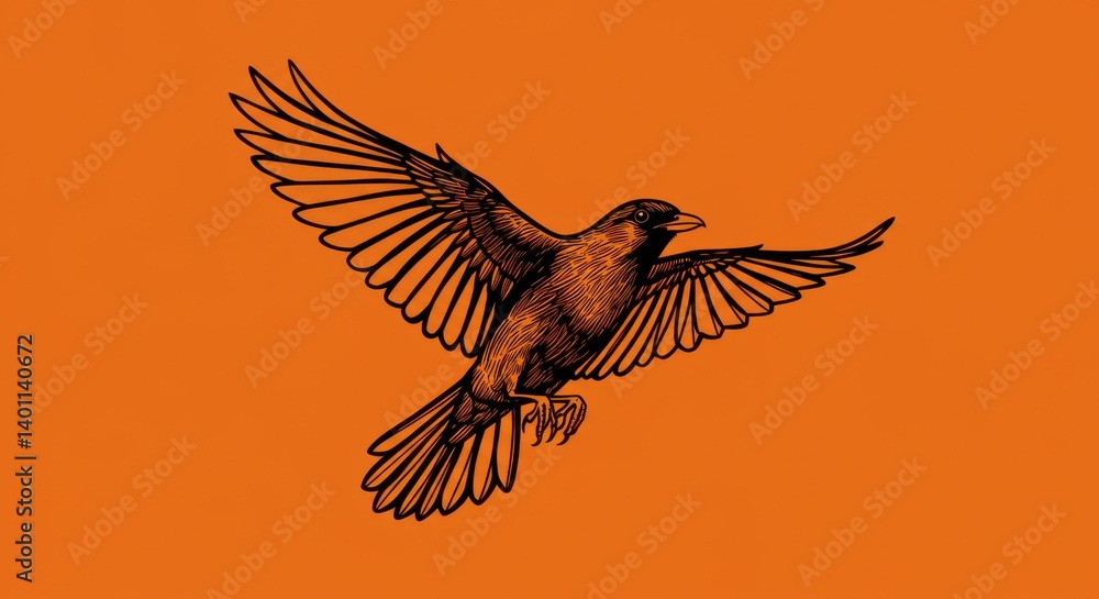 Obraz premium Bird in Flight with Yellow Beak