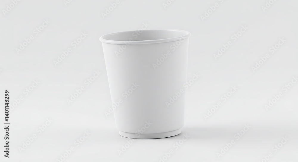 Simple White Paper Cup: Clean, Minimalist Still Life on White. Simple White Paper Cup: Clean, Minimalist Still Life on White.
