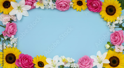 Colorful spring summer flower border | Flowers Border| Flower Background| Flower Flowers| Border Background