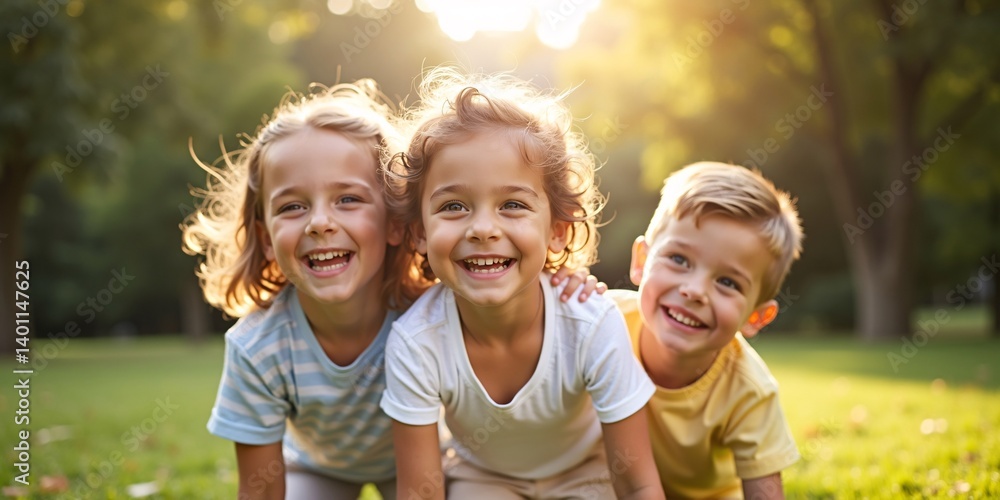 Fototapeta premium moment of joy - children playing outdoor
