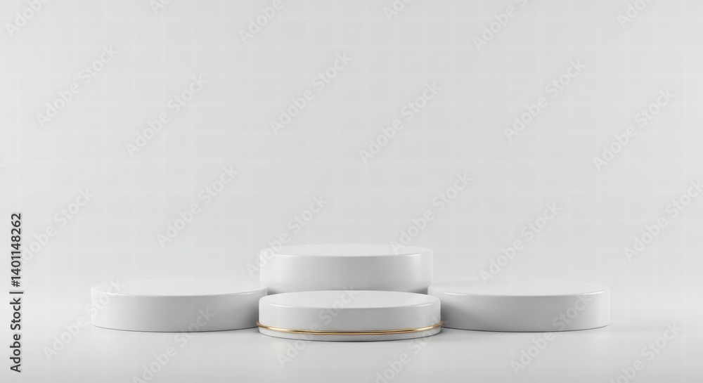 Display Podiums Arrangement in Clean White Minimalist Style Display Podiums Arrangement in Clean White Minimalist Style