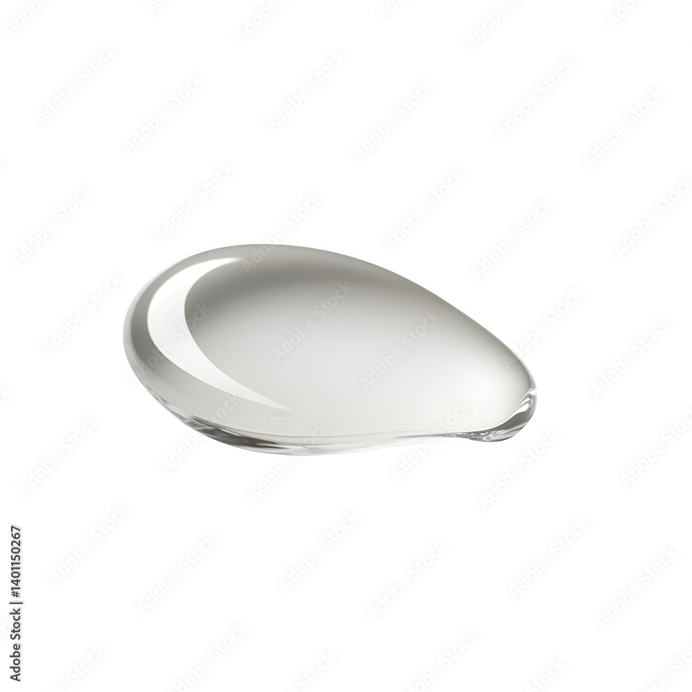 Spilled water drop on a smooth surface, transparent liquid Spilled water drop on a smooth surface, transparent liquid