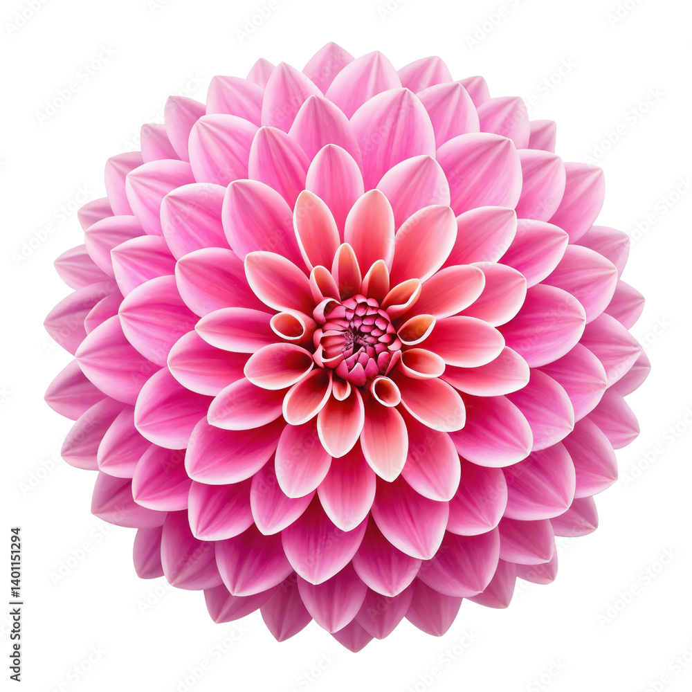 Fototapeta premium Pink Dahlia Flower, Isolated on Transparent Background Detailed Macro Photography, Floral Design Element, Dahlia, Flower, Floral